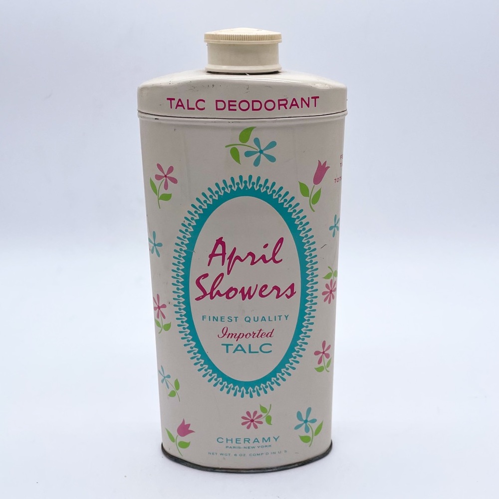 Vintage April Showers Tin Talc by Cheramy Paris New York